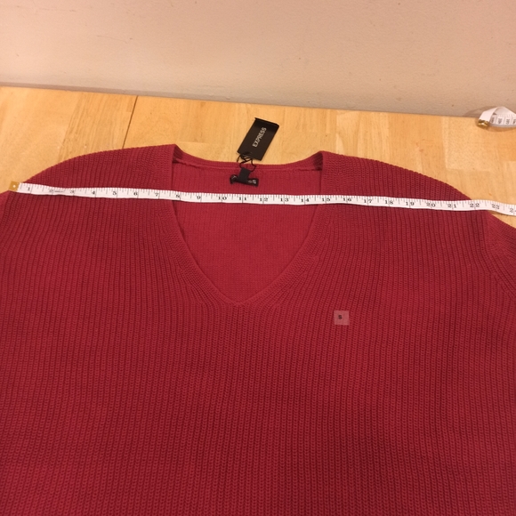 Express Sweater new Womens sz S Red Pullover Oversized Scoop Neck Short Sleeves - Picture 15 of 16